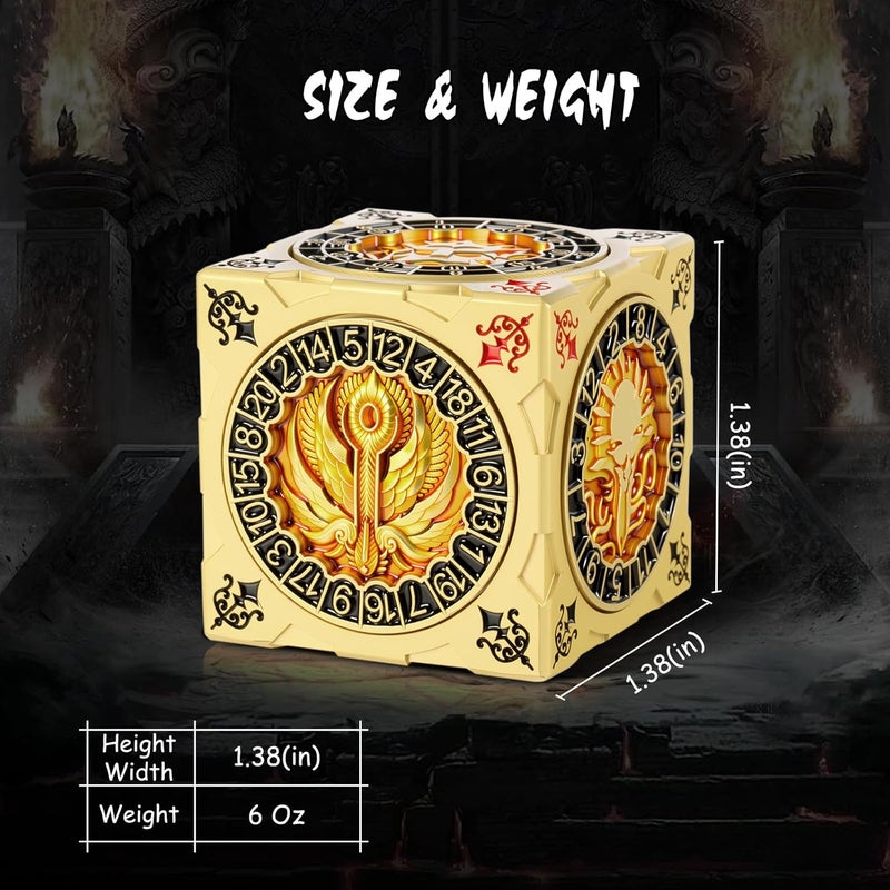 DNDND Luxury Gold Multi-Functional Spinner DND Dice – Premium D&D Monster Themed Metal Dice Cube for TTRPG, Dungeon Masters & RPG Collector's Gift (Gold) - Image 5